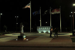 Veterans Park at night