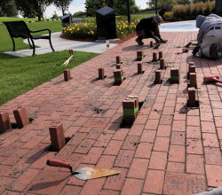 "Veterans Park received 90 new pavers today. They have been on order for a year and professionally installed today 8-24. Recognition will be Thursday, September 7 at 6:30 pm during the POW/MIA parade. " 